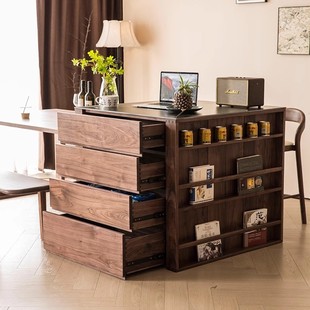 North American Black Walnut Island Table Retractable Integrated Restaurant Rock Board Island Table Home Kitchen Separate Bar