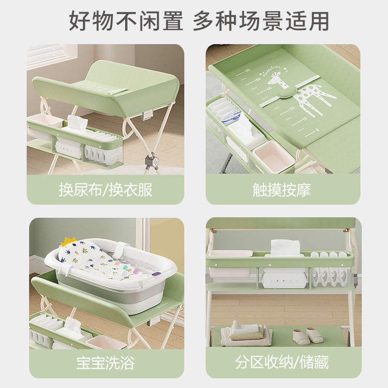 Mesa de pañales, mesa de cuidado de bebés, mesa de cambio de pañales para recién nacidos, mesa de masaje, mesa de toque plegable multifuncional para la cama del bebé