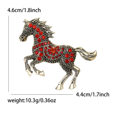 Yaxa sancaqları Retro Enamel Horse Rhinestone - ancient-kc-red-5387-rd