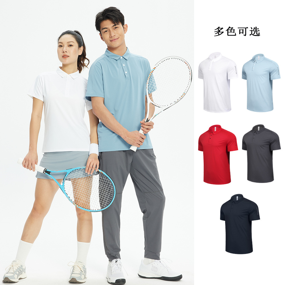 Camisas de polo de verano de hielo secado rápido hombres y mujeres deportes casuales de mangas cortas correr fitness con collar chaqueta de tenis gran chaqueta