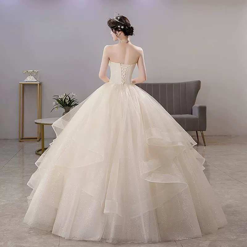 Wedding dress, bra top for princess, tutu skirt, champagne color