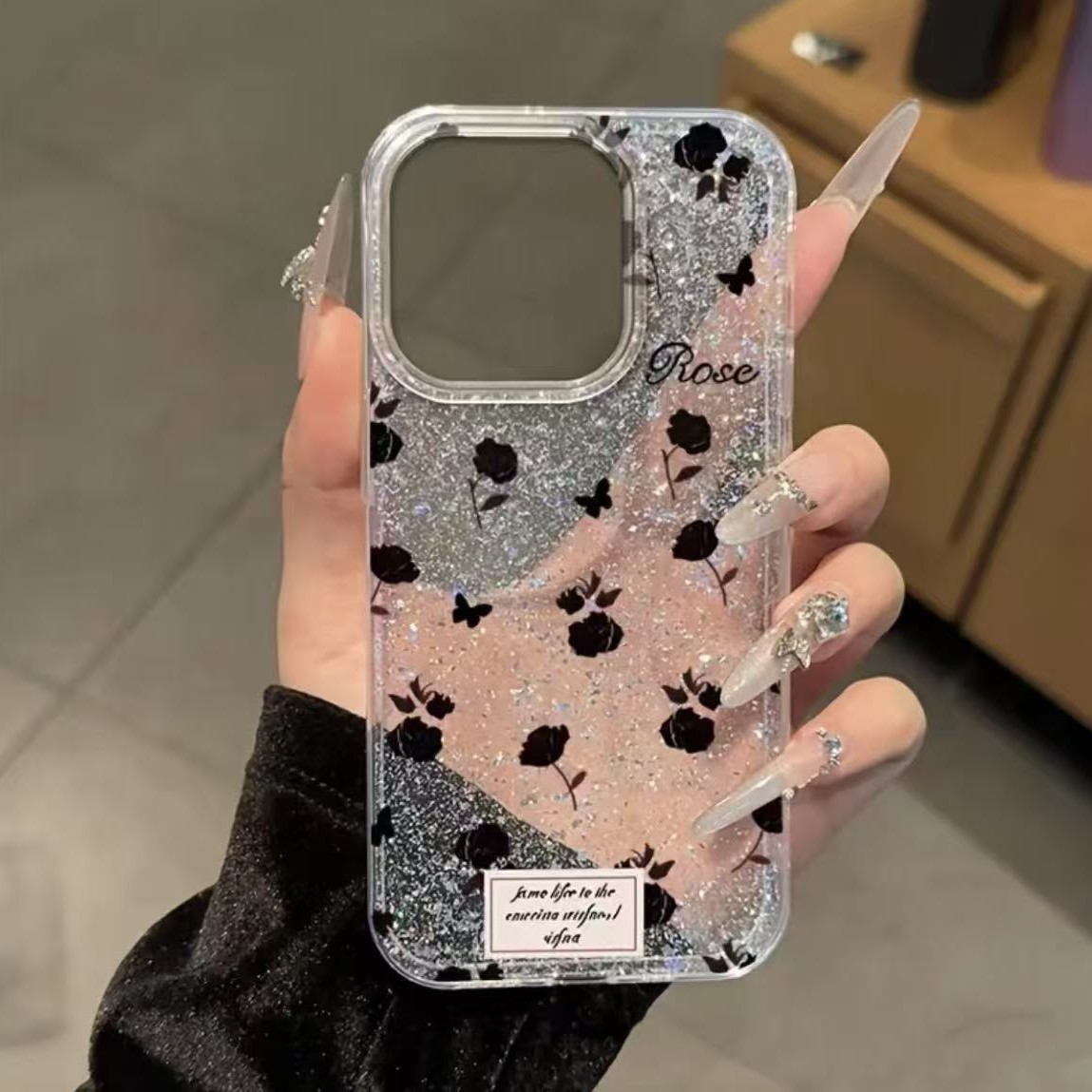 Funda para teléfono móvil iphone16pro aplicable nuevo japonés y coreano Apple 15 brillo de lámina de plata 14/13promax Europa y América 12