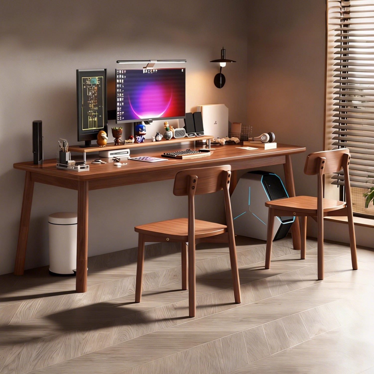 Escritorio de computadora para dos personas dormitorio doméstico contra la pared escritorio de escritorio de escritorio estudiantil tabla de estudio larga escritorio de madera sólida