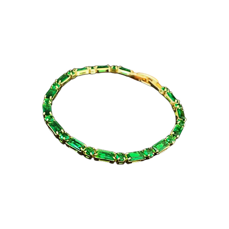 Pulsera de zircón super brillante de oro real, pulsera de lujo ligera, pulsera de alta calidad, estilo de diseño retro, joyas de nicho