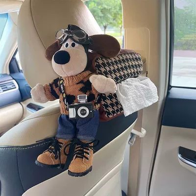 Cute Dog-Themed, Creative In-Car: Car tissue box/set - leopard-print-clothes-jeans-shoes-black-camera-coffee-paper-box
