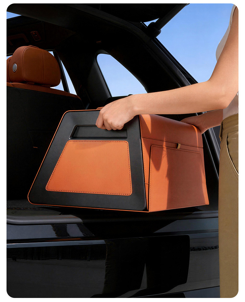 Car-Mounted Double-Layer Storage Box Suv Trunk Storage Box Multi-Functional Foldable Storage Box Waterproof Leather Organizer Box