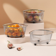 三角网洗水果篮沥水篮料理小号洗菜碗家用44厨房淘米81不锈钢果盘