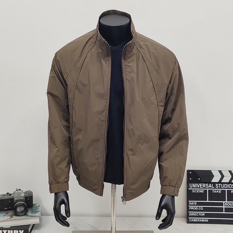 1 Stand Collar Jacket Workwear Men 2025 Spring Autumn American Style Thin Trendy Brand Simple Short Casual New Coat_voghion.com