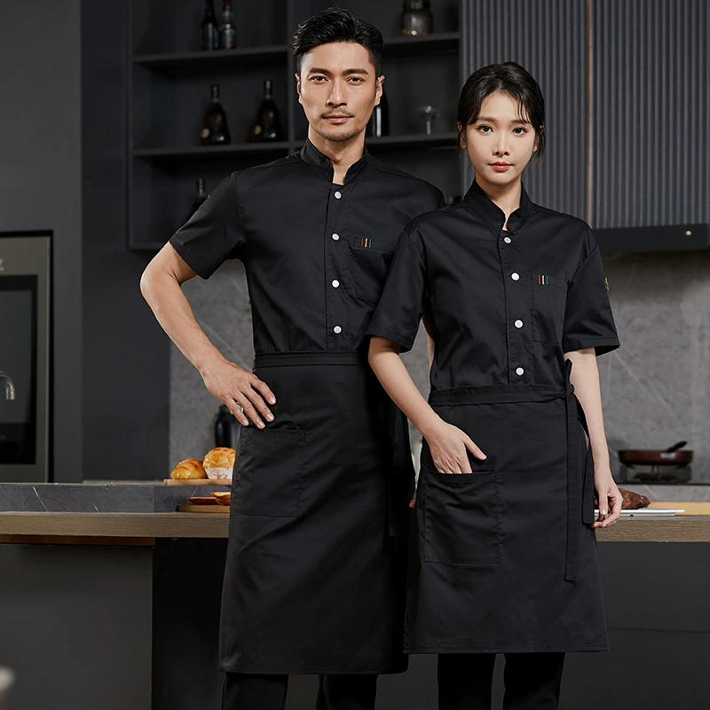 High-end chef work clothes for men short-sleeved summer breathable network hotel western restaurant hotel kitchen chef catering