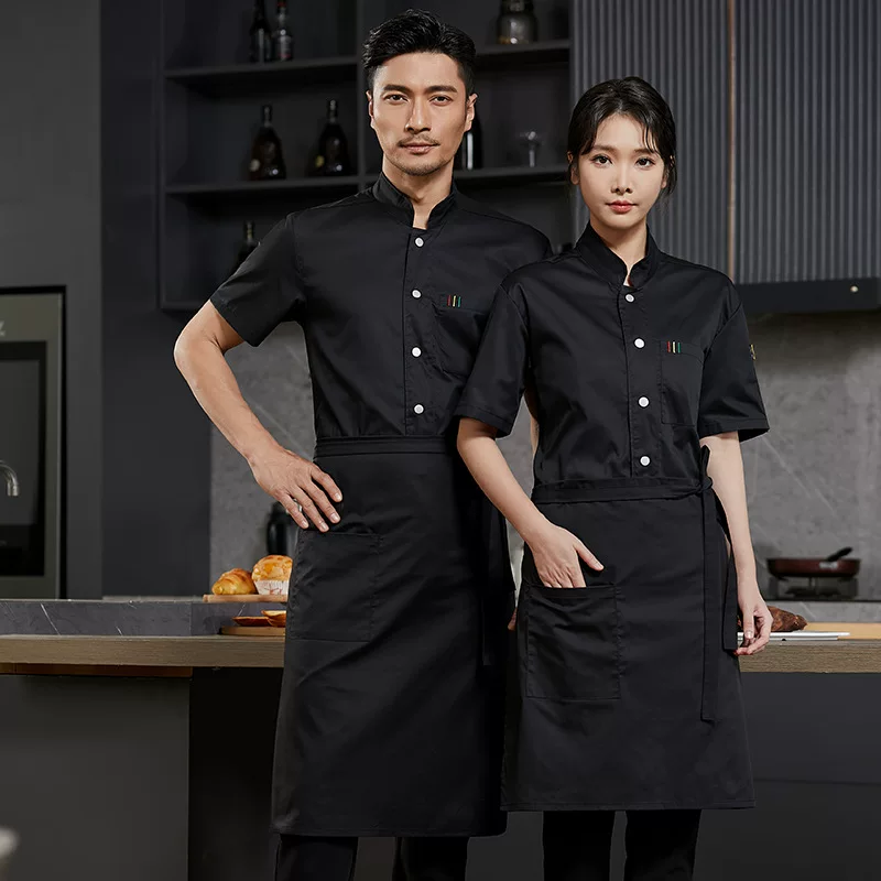 High-end chef work clothes for men short-sleeved summer breathable network hotel western restaurant hotel kitchen chef catering