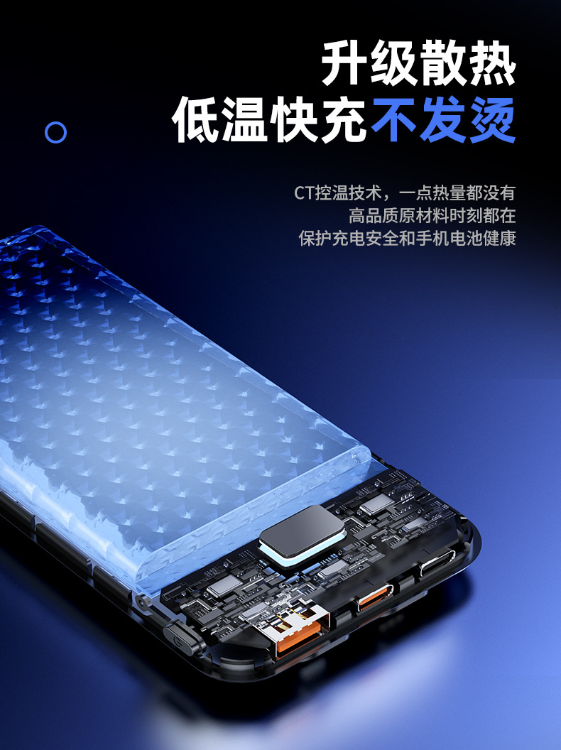 New National Standard 3C Certified High-Capacity Fast Charging Power Bank 20000mAh CE FCC 22.5W with Cable Mobile Power Supply