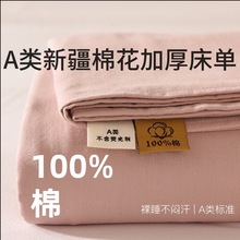 A类100新疆棉花全棉活性磨毛纯棉床单四季家用被单三件套批发团购