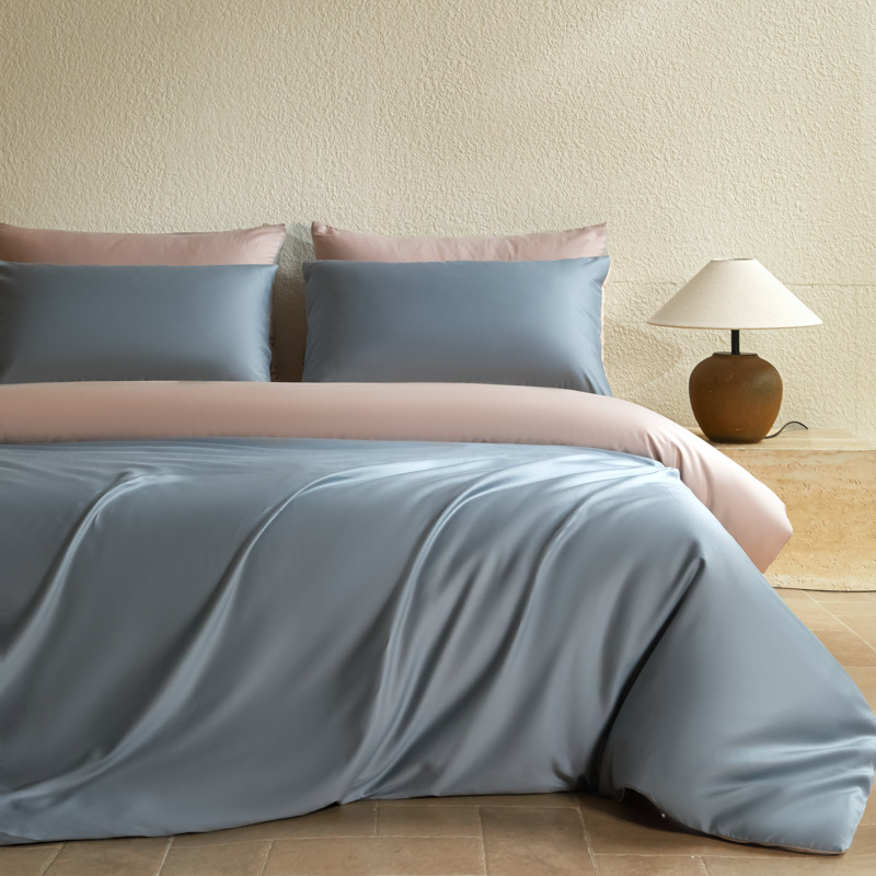 100 algodón de seda larga cama de cuatro piezas de algodón 2025, nueva sábanas de lujo ligera cubierta de colcha de tres piezas