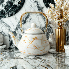 大理石纹梨形壶搪瓷壶珐琅水壶热水壶家用户外露营壶跨境欧美同款