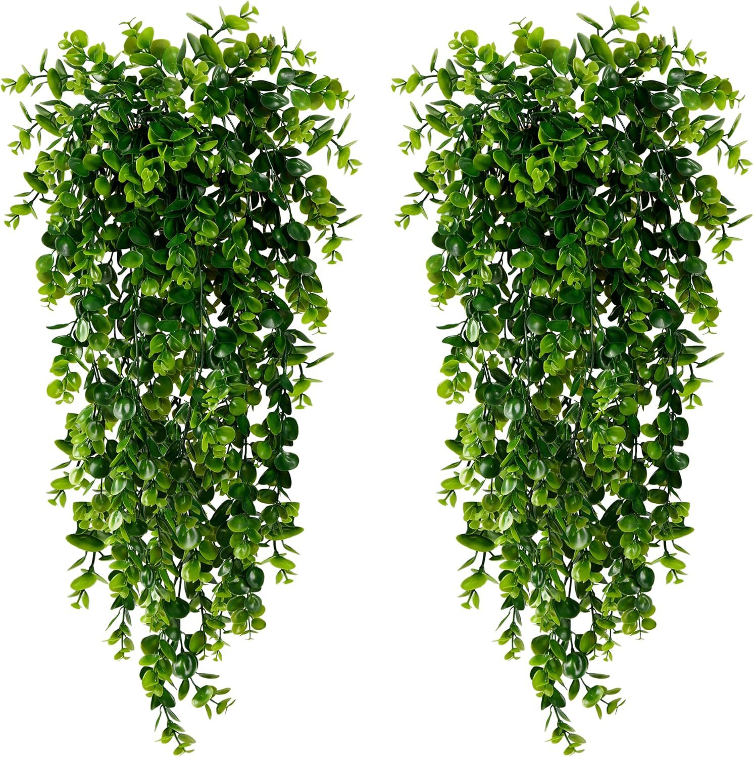 45-Mesh Round Eucalyptus Vine Artificial Plant Cross-Border Faux Eucalyptus Leaves Artificial Flowers Amazon Wall Hanging Decoration Hot Item