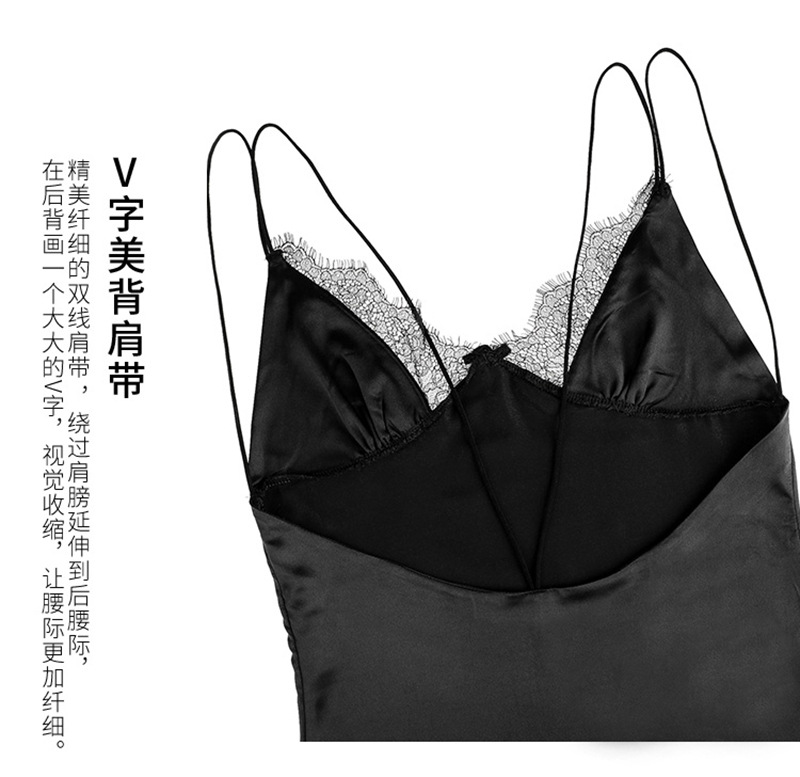 Sexy Camisole and Short Skirt Lingerie Set with Open-Crotch Stockings, Wine Red One Size — detail image 32