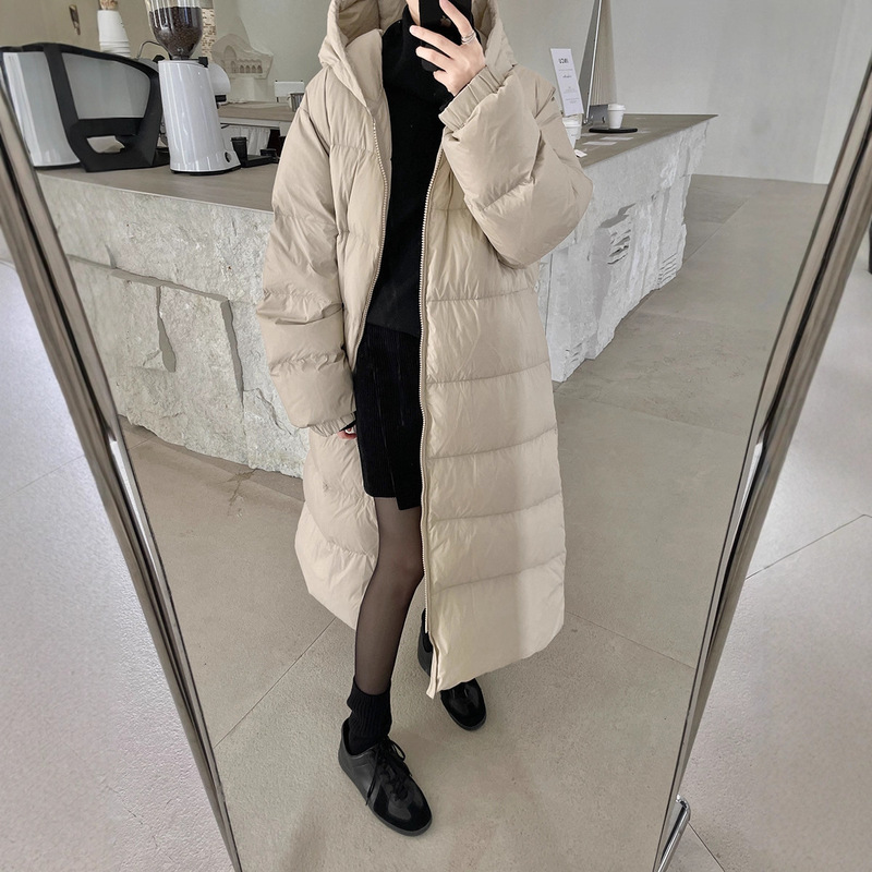 [No Returns or Exchanges] Winter New French-Style Lazy, Light, Windproof, Warm, Slim-Fit Long Hooded down Jacket Ya615