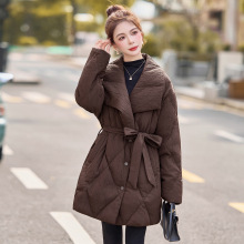 气质翻领绑带羽绒服外套女2025冬季新款韩版显瘦中长款大衣HR251