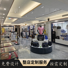 高尔夫用品服装店展示柜包包圆形中岛台木质烤漆鞋子帽子球杆陈列