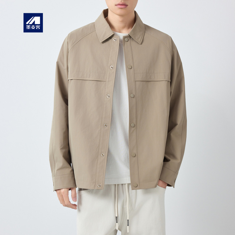 Momax Men's High-Quality Commuter Solid Color Jacket Men's 2026 Spring New Simple Turn-Down Collar Men's Coat 81599