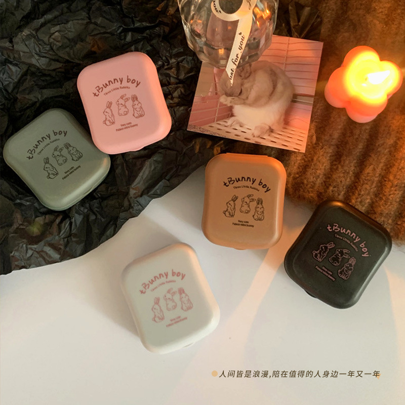 隱形眼鏡盒美瞳收納盒子便攜簡約雙聯盒可愛輕便高級小巧防漏日系
