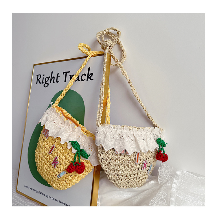 Unisex Small Straw Fruit Vacation Beach Weave Bucket Open Straw Bag display picture 12