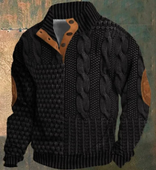 Men's Four-button Long-sleeved Sweater Image 15