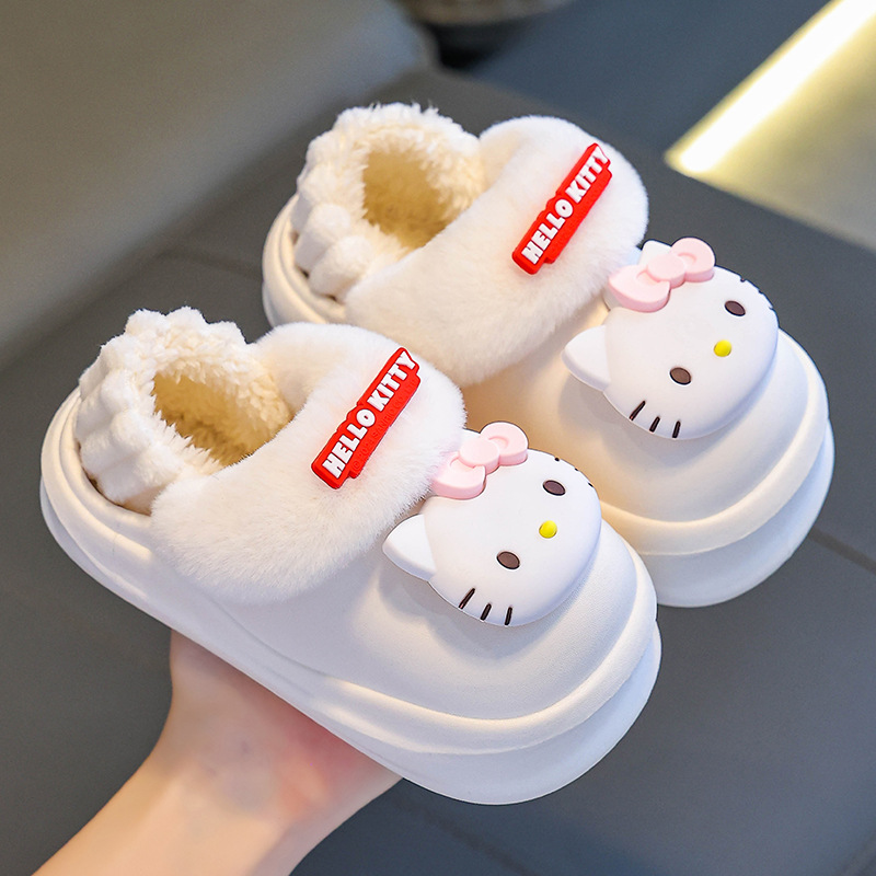 Sanliou zapatillas de algodón para niños de invierno para niños y niñas cálidas y pelusa para el hogar, bolsas de bebé, zapatos de talón de algodón