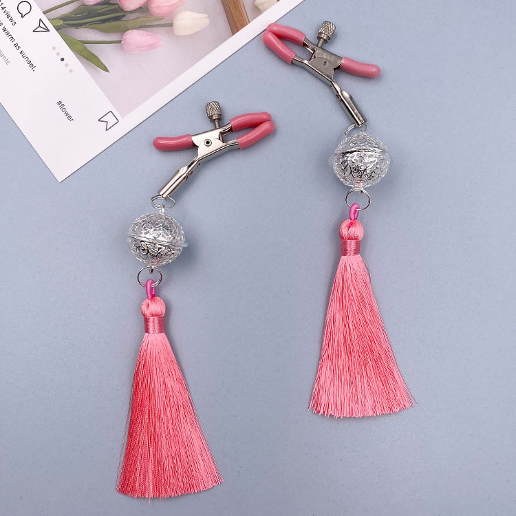 Tassel Bell Nipple Clamps with Metal Bells, Erotic SM Sensory Accessory, Adult Wearable Toy — detail image 4