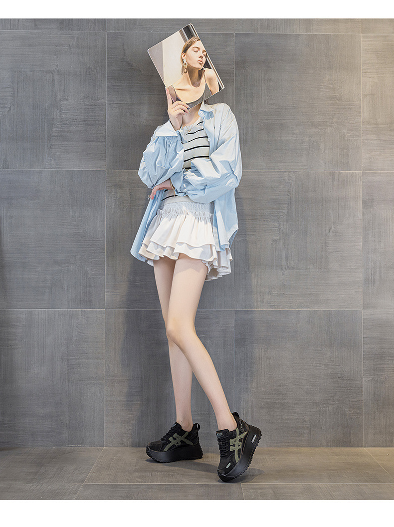 Giày sneaker nữ đế dày phong cách retro dành cho người dáng nhỏ, giày dad hot trend thu 2026, tăng chiều cao — M2933-1 màu xám đính kim cương, M2933 màu đen, M2933 màu nâu, M2933-1 màu đen đính kim cương chi tiết 37