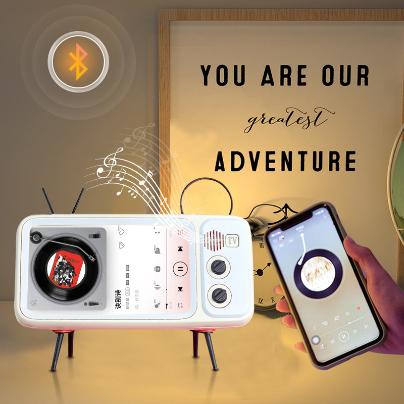 Soporte de teléfono móvil creativo escritorio retro TV Bluetooth audio soporte para teléfono móvil TV soporte decoración marco