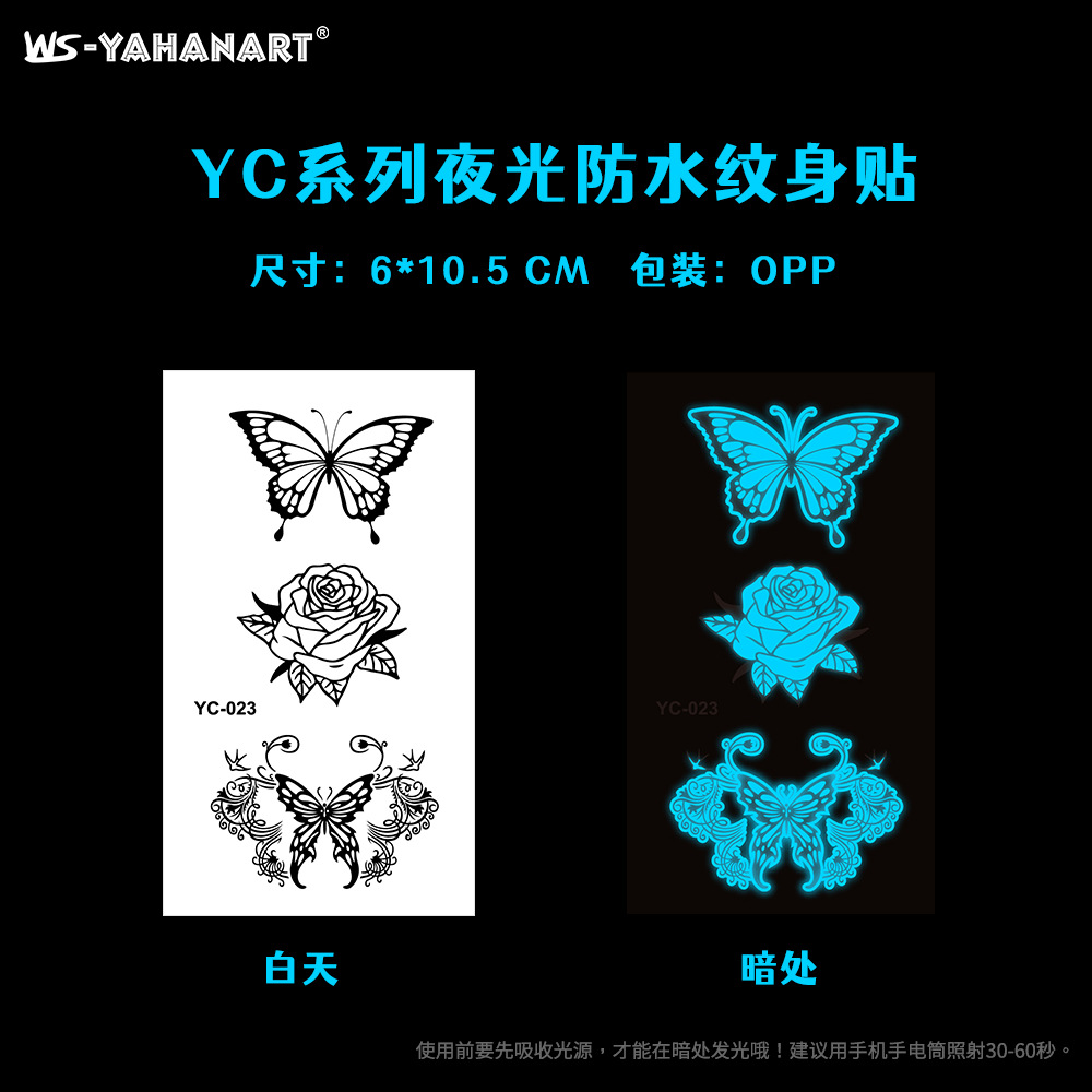 Tatuajes Temporales Luminosos Azules Papel de Transferencia de Agua Luminoso para Fiestas y Discotecas