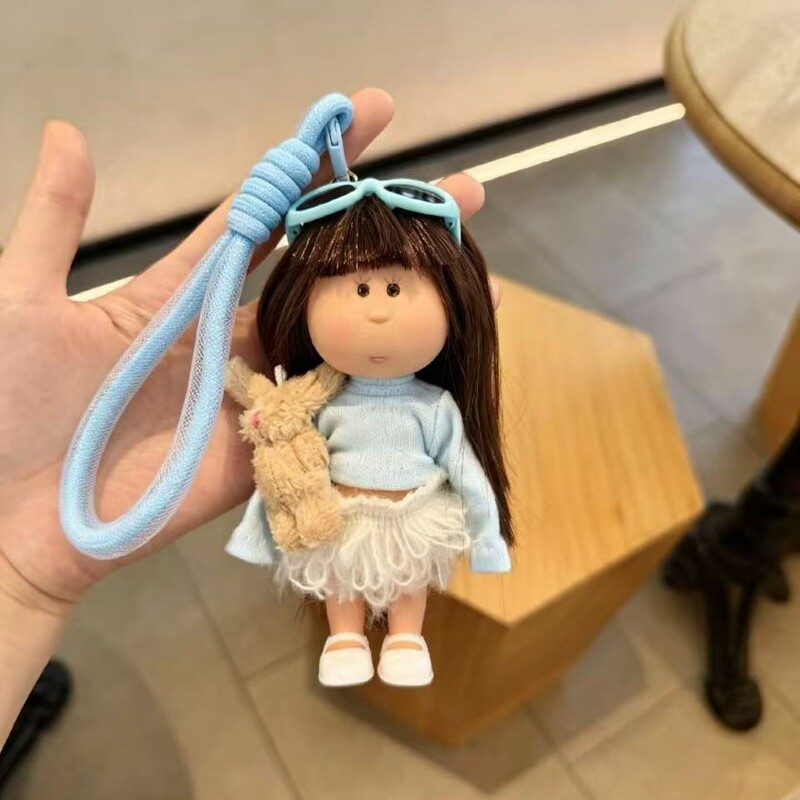 14cm Mini Potato Girl Cute Girl Trendy Cool Punk Bag Pendant Keychain Dress-Up Doll Gift Wholesale