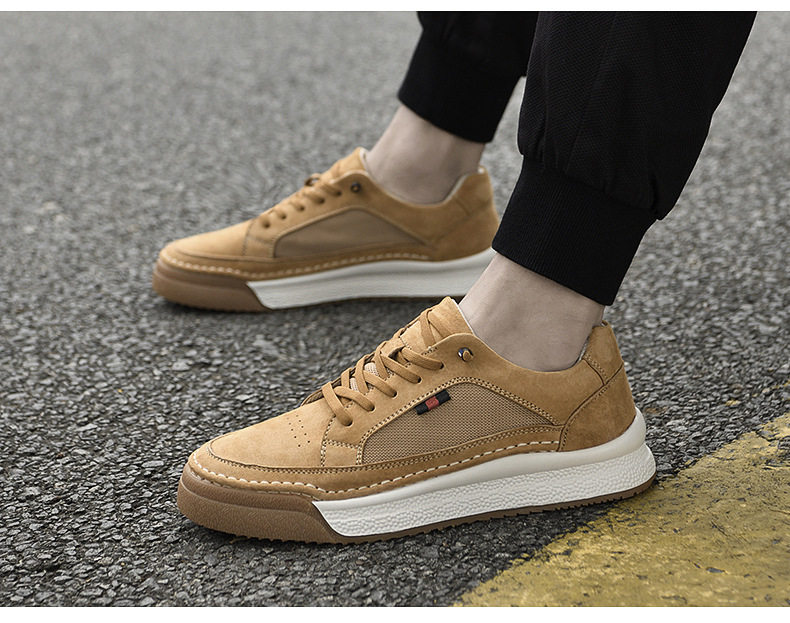 Giày sneaker nam da thật lộn nhung đế dày cổ thấp dáng thể thao — Màu vàng 2633, Màu xám 2633 chi tiết 21