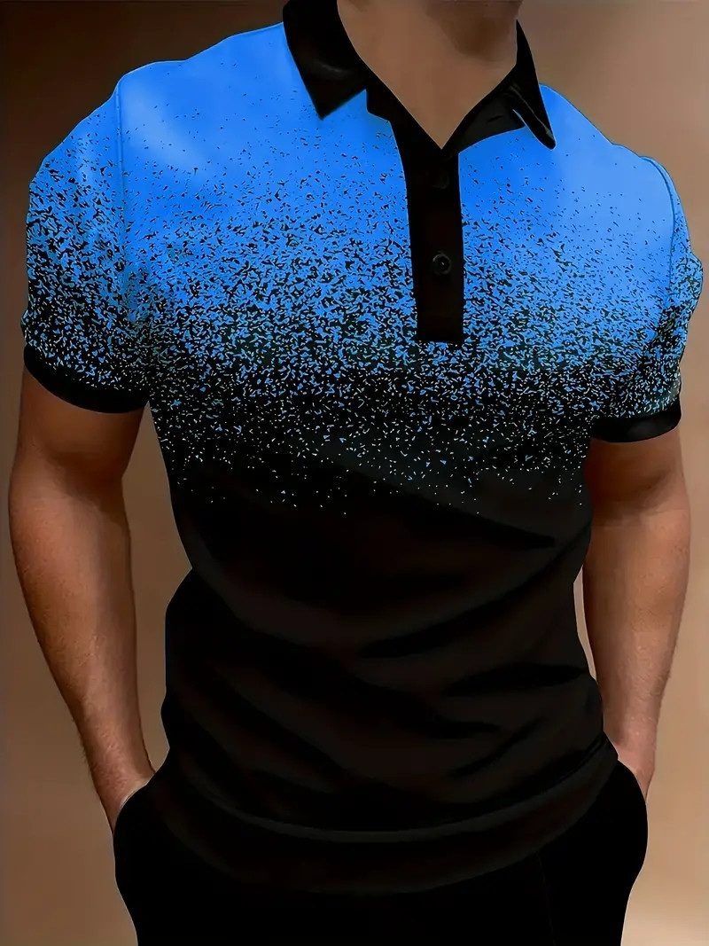 Polo estiva da uomo Ins, maglietta sportiva con stampa sfumata, tie-dye e asciugatura rapida_voghion.com