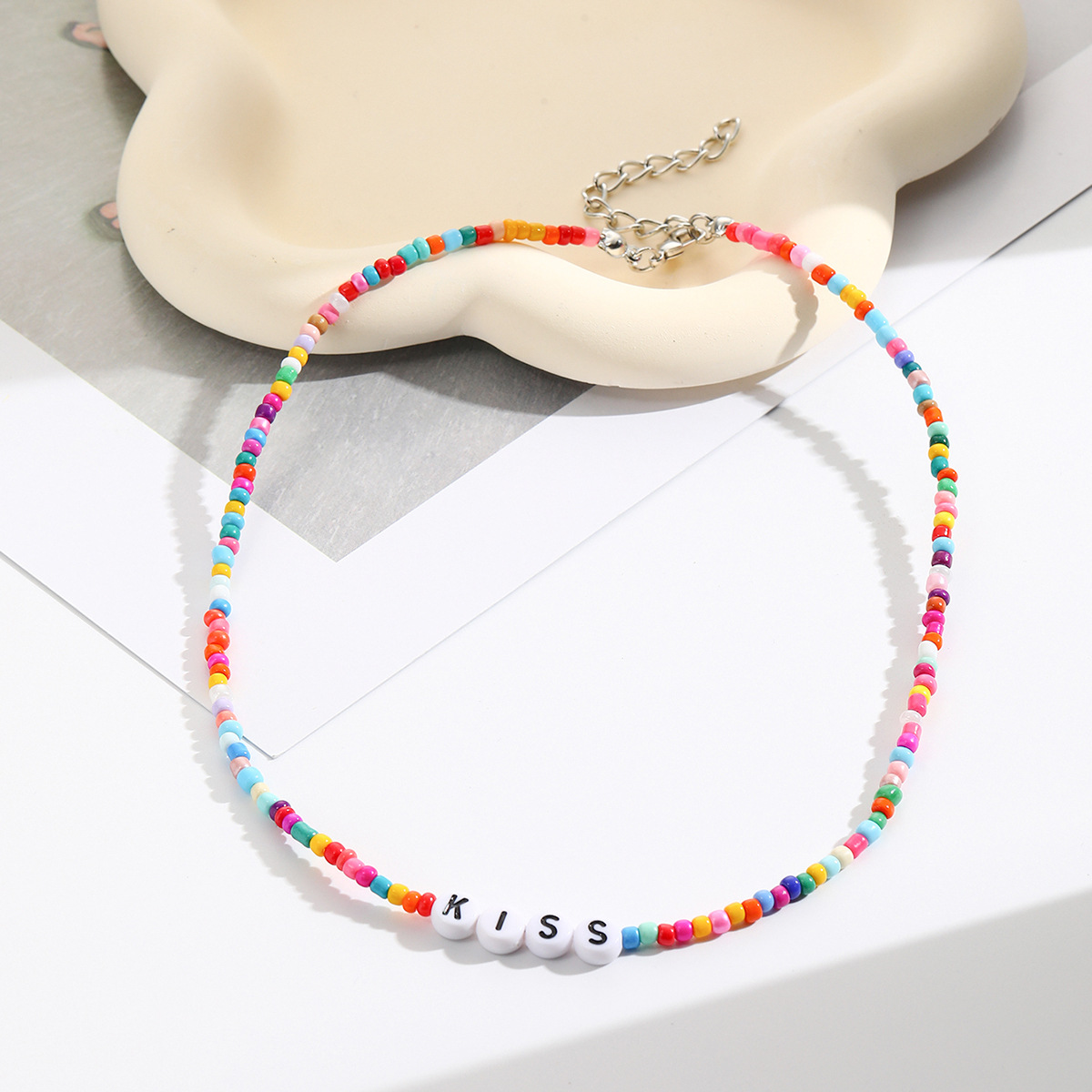 40g Weight Necklace Classification soft clay Chain Material 1 Piece Quantity Daily Occasion Simple Style Flower Bow Knot Beaded Beaded Women's Necklace