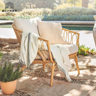 Outdoor Sofa B&B Balcony Rattan Small Sofa Combination Internet Celebrity Courtyard Sun Room Outdoor Waterproof Rattan Sofa