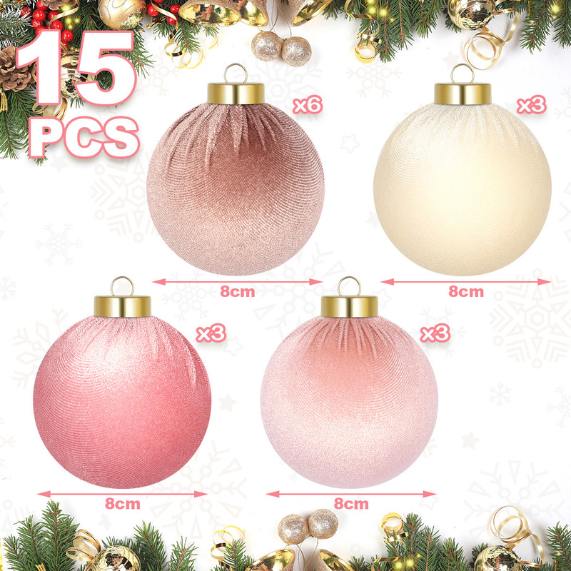 15個のクリスマスの布のボールの植毛のボールのセットの精巧で軽い豪華な布のボールの家庭のデパートのクリスマスツリーのペンダント|undefined