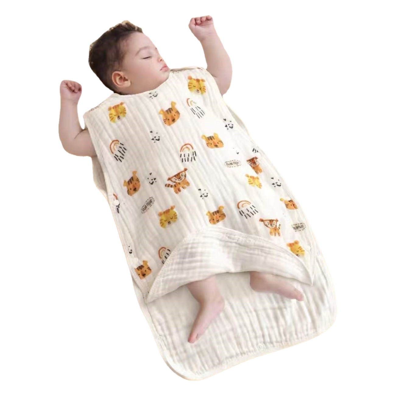 Newborn Gauze Sleeping Bag Spring and Summer Thin Style Two-Piece Vest Anti-Kick Quilt Four-Six Layers Infant Cotton Gauze Newborn Baby