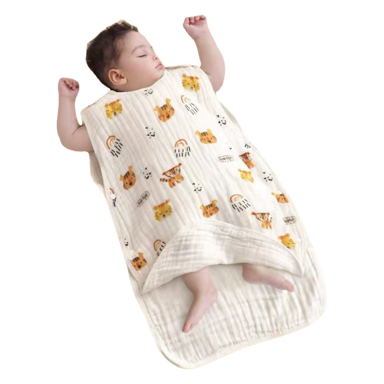 Детский шерстяной спальный мешок для новорожденных, весенне-летний, тонкий, из двух частей, с защитой от раздражения, четыре-шесть слоев, из хлопковой марли.
