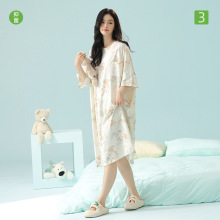 【抗菌新疆棉】a类拉架棉夏季短袖睡裙女士纯棉休闲宽松版家居服