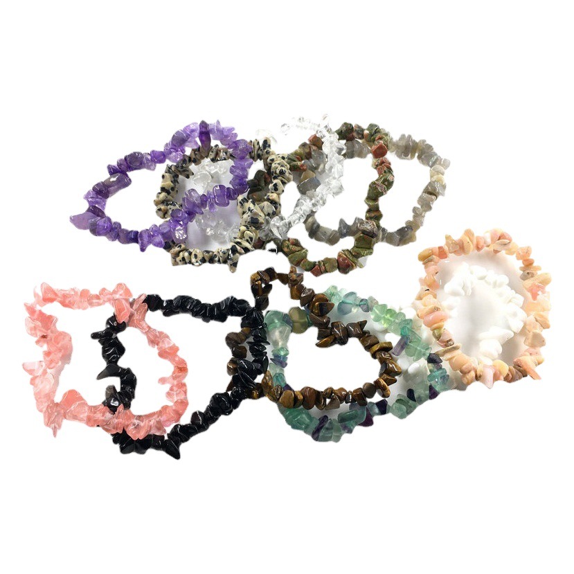 Multi-color Fashion Korean Style Irregular Gravel Bracelet Women's Elastic Bracelet Cross-border Supply Amethyst Powder Agate