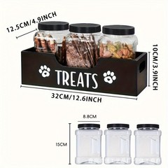 实木宠物零食容器收纳盒衣柜手提式食品储存支架狗粮猫储物盒