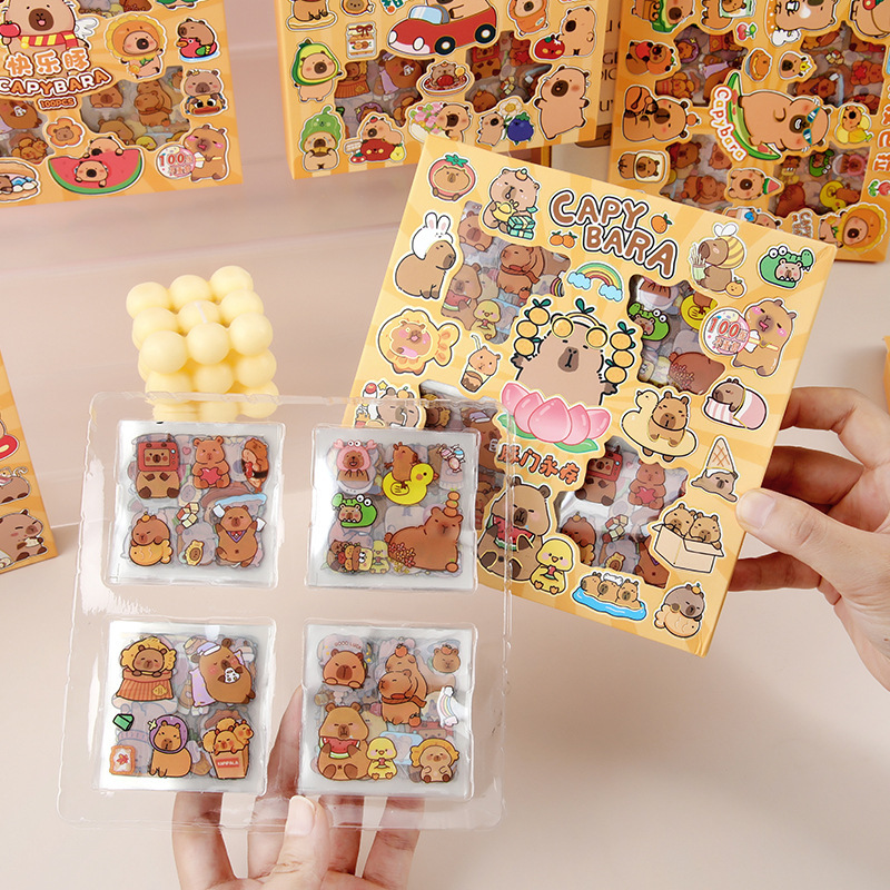 capabala 96 pieces of stickers capybara hand account stickers student decoration nano sim school opening small gift stationery gift