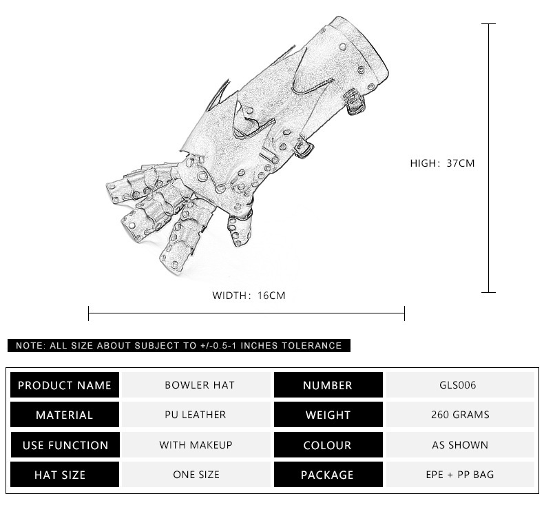 Halloween steampunk COSPLAY anime game PU leather color matching arm set stage performance costume gloves_voghion.com