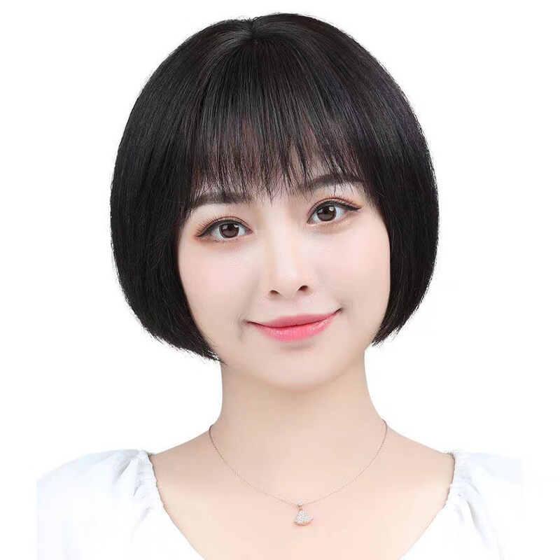 New mom fashion wig female short hair bobo head realistic natural simulation fluffy full head cover wig