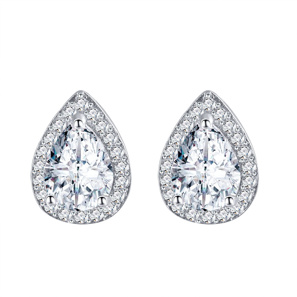 Fashion Heart Shape Copper Inlay Zircon Ear Studs 1 Piece