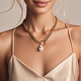 欧美复古朋克金属链条潮人嘻哈个性简约圆圈项链女necklace 12860
