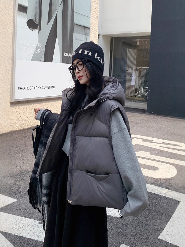 外贸羽绒棉马甲女2025年秋冬新款韩版宽松棉坎肩纯色马夹背心外套|undefined