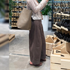 美拉德棕咖色小个子气球裤女胖mm高腰宽松2025新款九分裤阔腿裤秋
